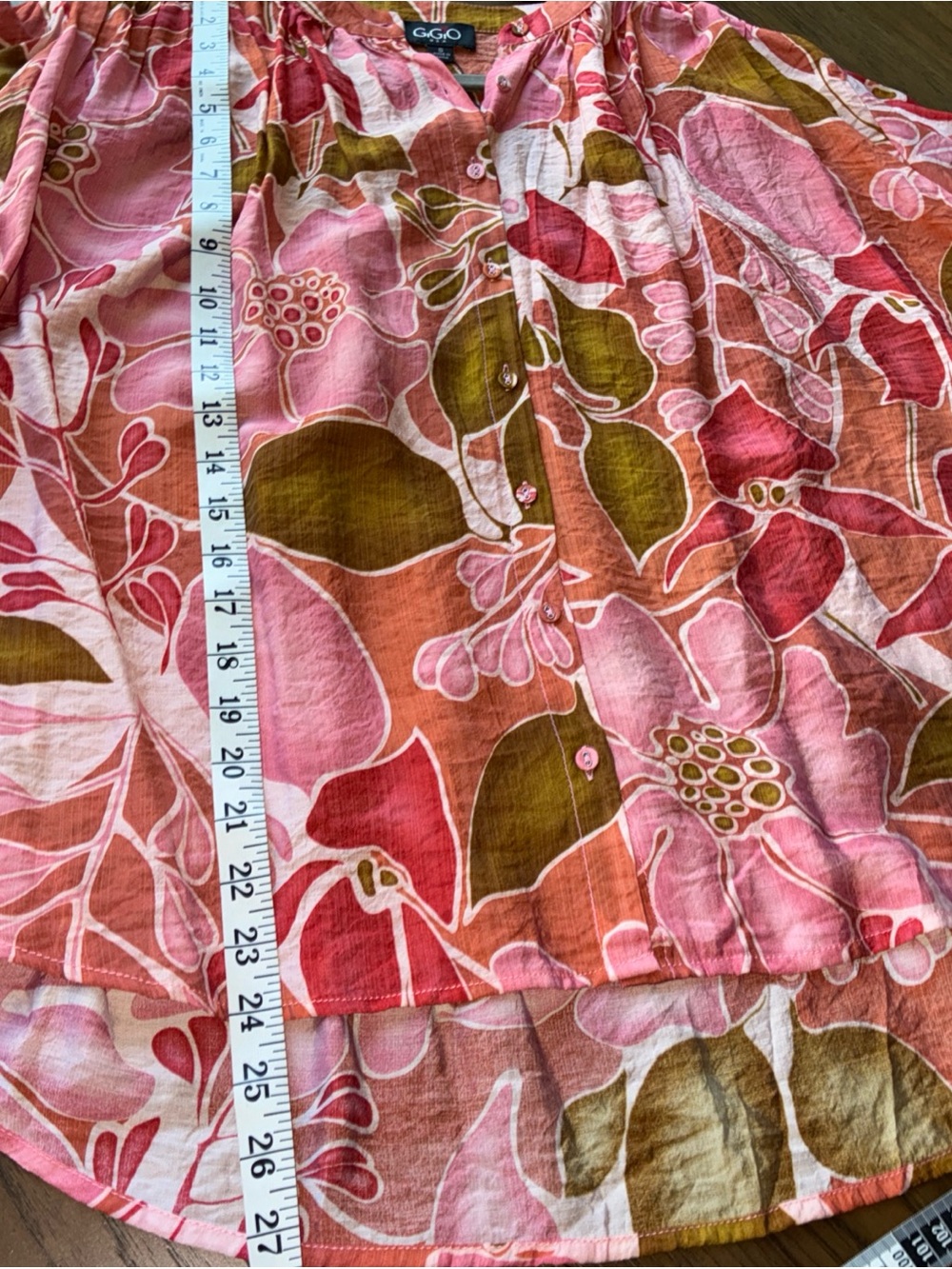 G.G.O Pink Floral Button-Front Women's Blouse - Picture 7 of 8